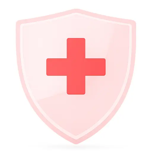 Healthcare updates icon with medical shield and red cross